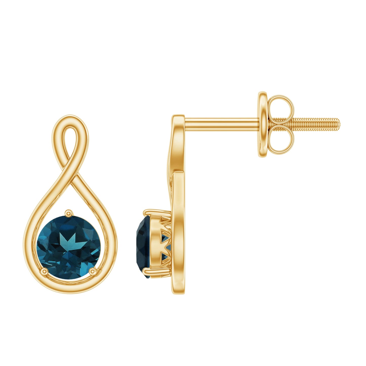 1.2 Carat London Blue Topaz Solitaire Infinity Stud Earrings