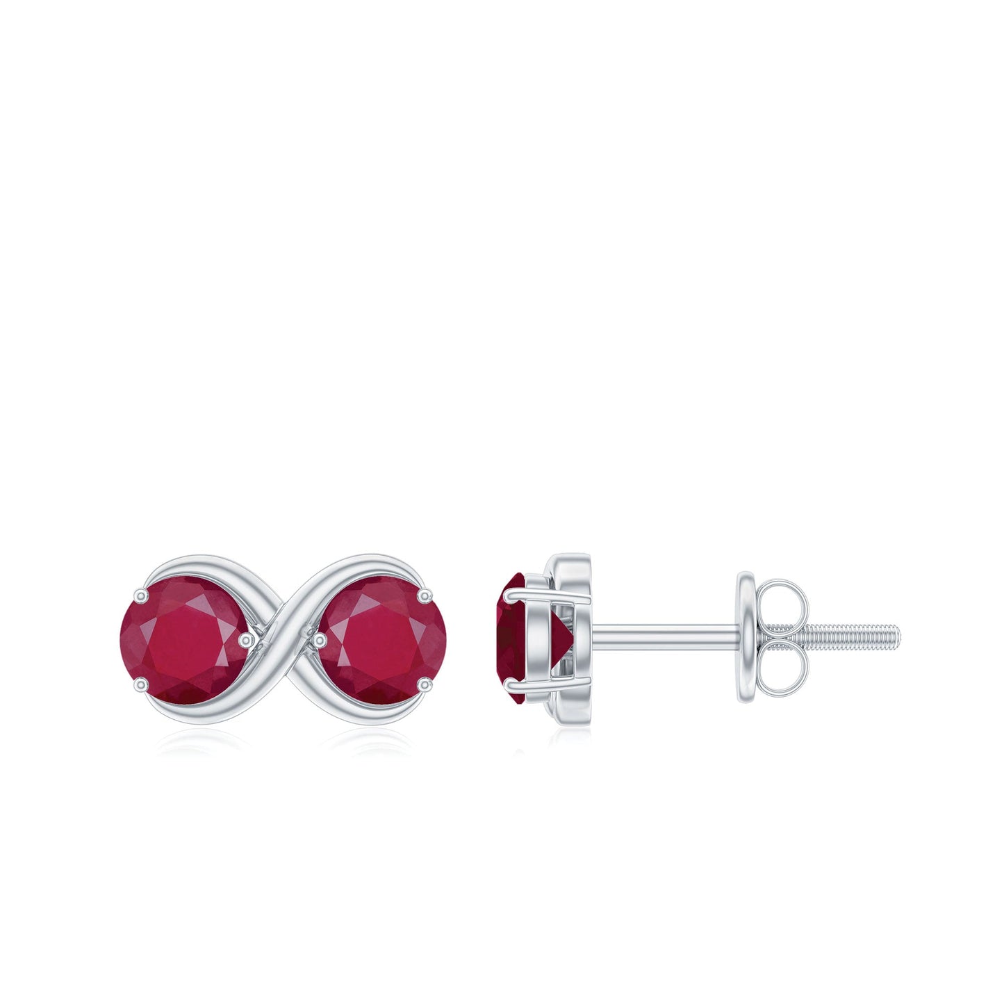 Genuine Ruby Two Stone Infinity Stud Earrings