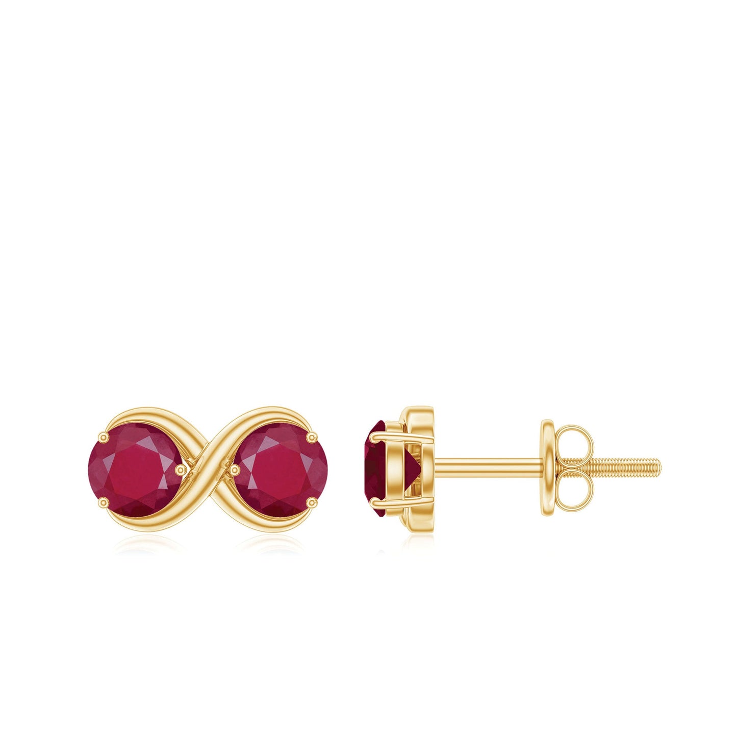 Genuine Ruby Two Stone Infinity Stud Earrings