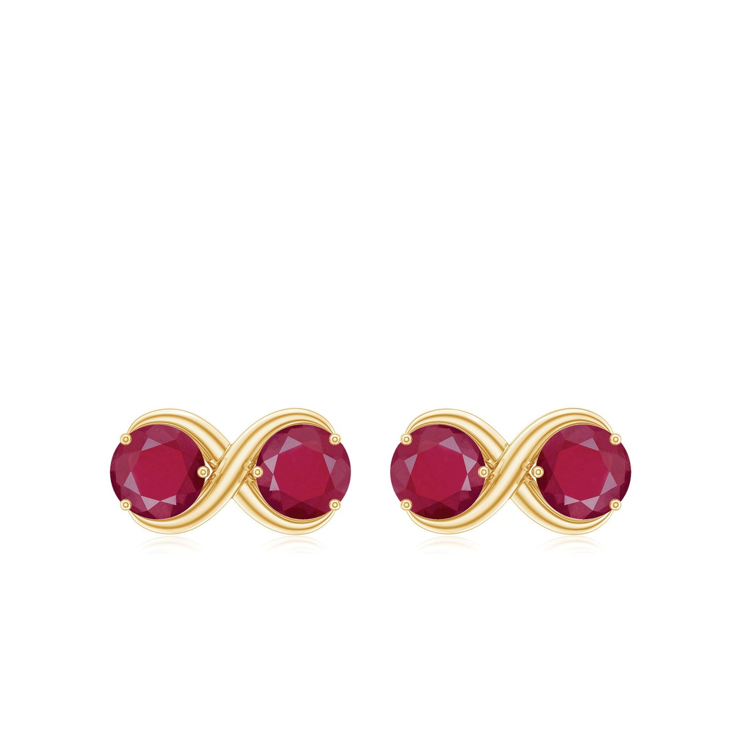 Genuine Ruby Two Stone Infinity Stud Earrings