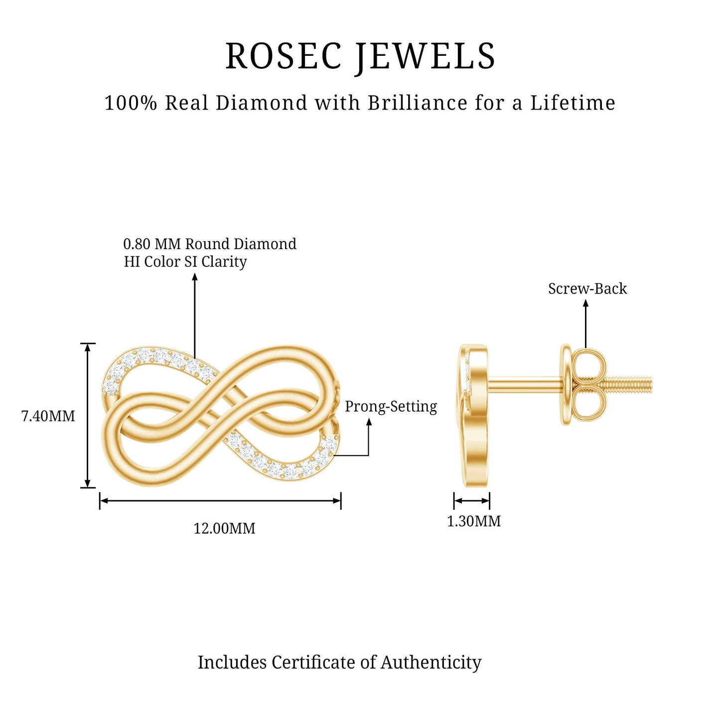 Diamond Twin Infinity Stud Earring