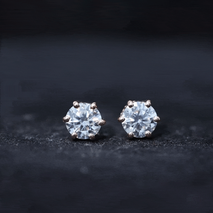 Claw Set Moissanite Solitaire Stud Earrings with Screw Backs