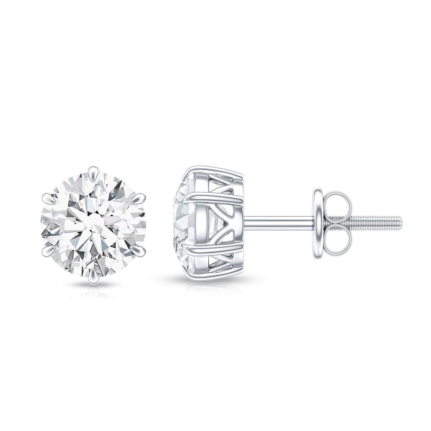 Claw Set Moissanite Solitaire Stud Earrings with Screw Backs