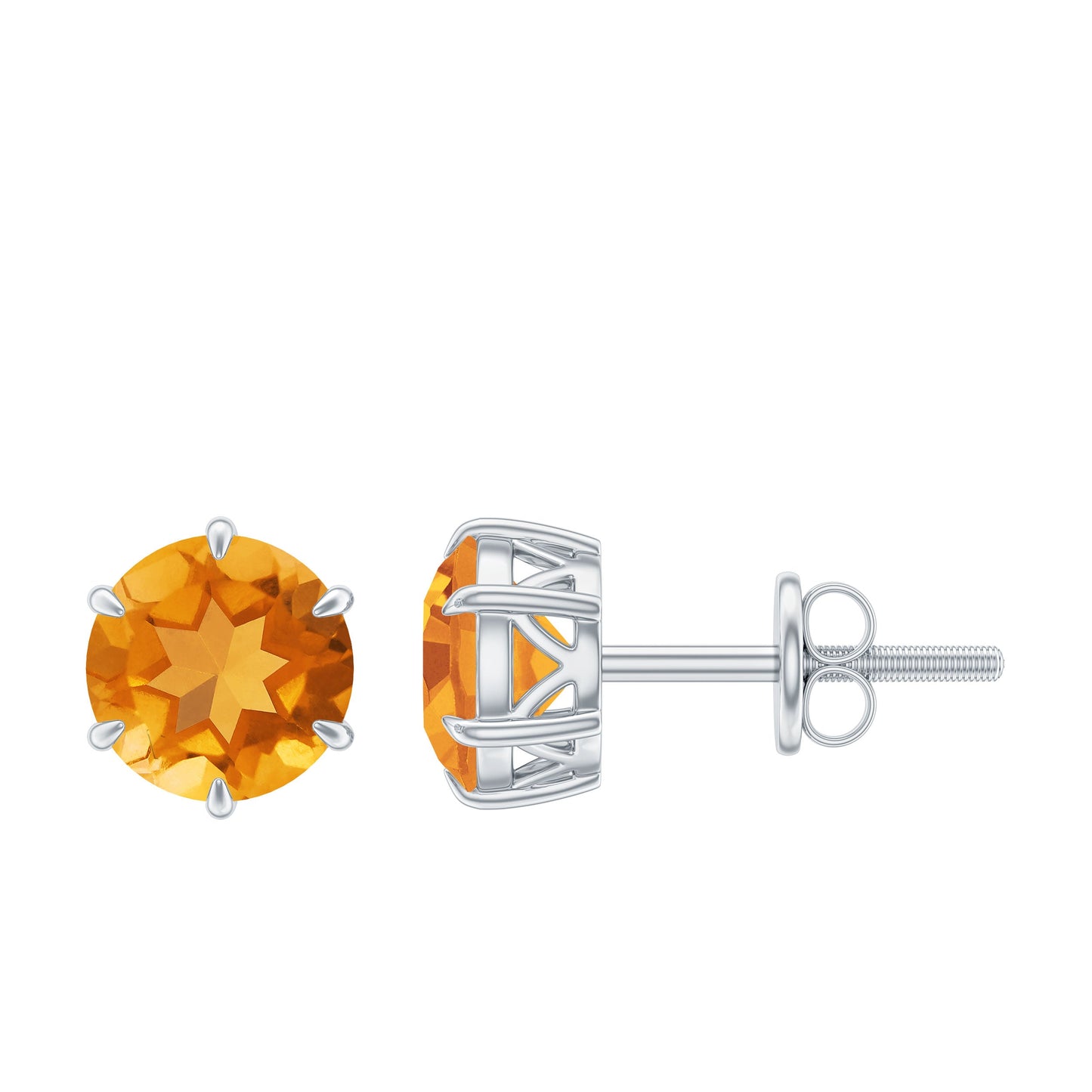 2.4 Carat Claw Set Citrine Solitaire Stud Earrings
