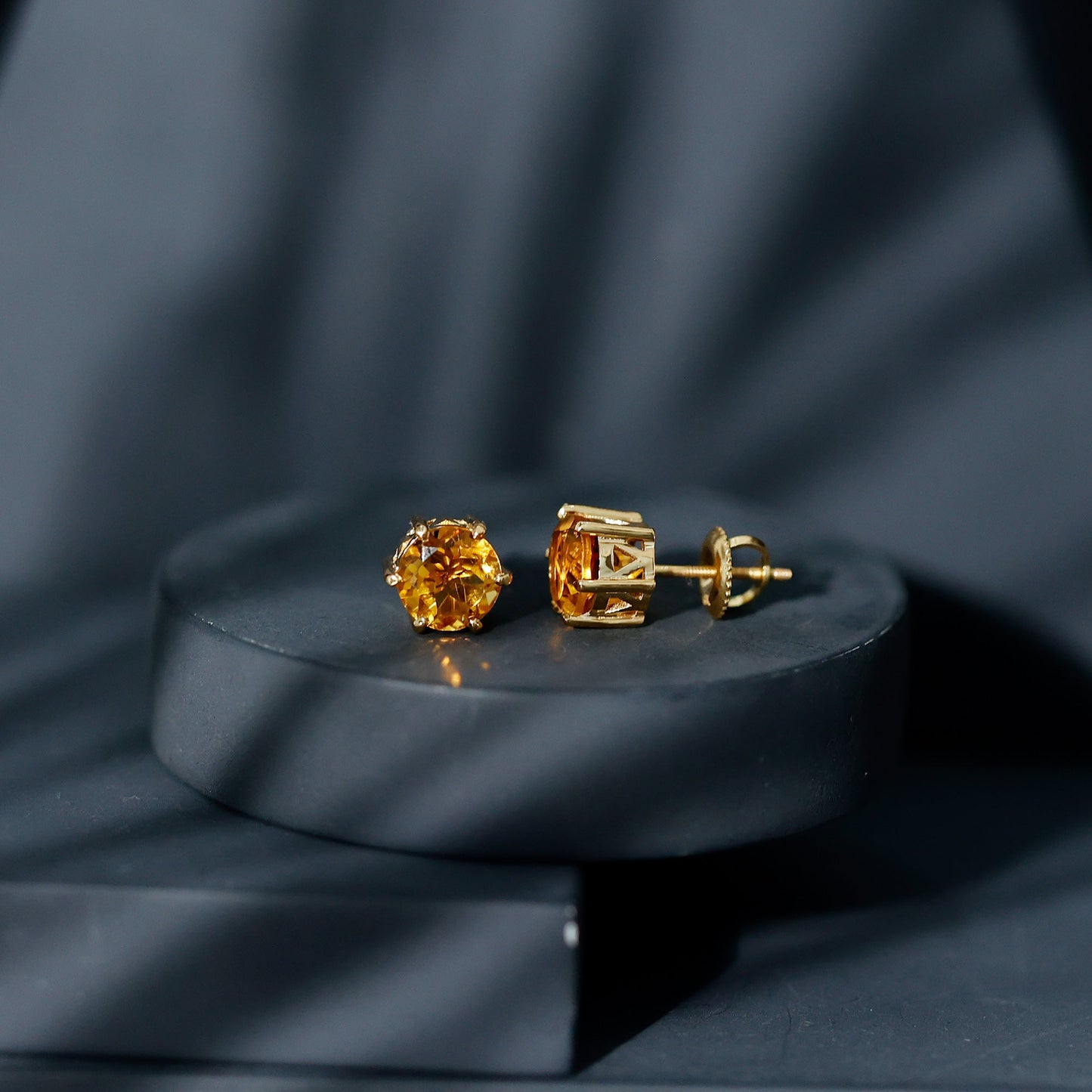 2.4 Carat Claw Set Citrine Solitaire Stud Earrings