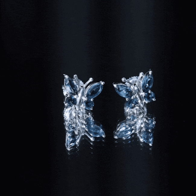 Butterfly Stud Earrings with London Blue Topaz