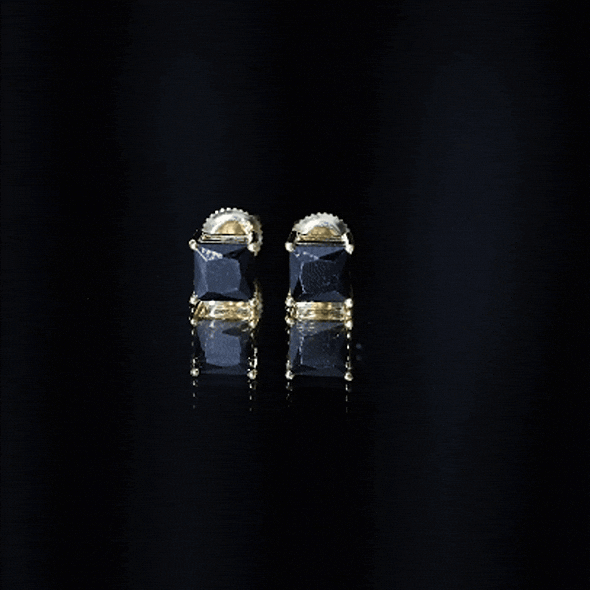 Princess Cut Lab Grown Black Diamond Solitaire Stud Earrings