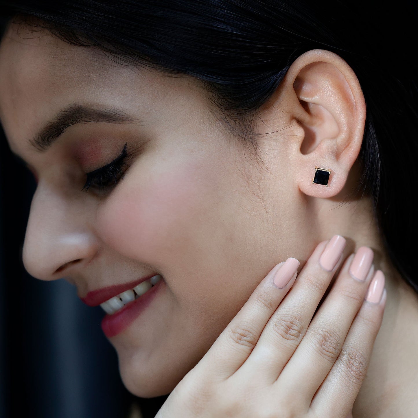 Princess Cut Lab Grown Black Diamond Solitaire Stud Earrings