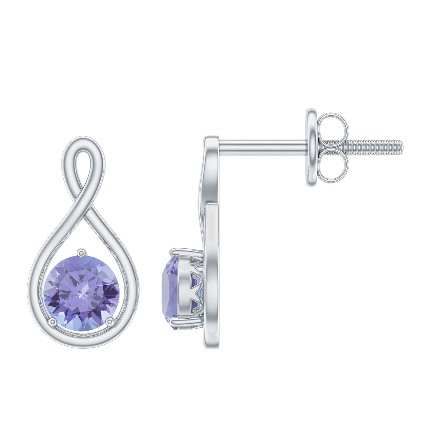 1 Carat Round Shape Tanzanite Infinity Stud Earrings for Women