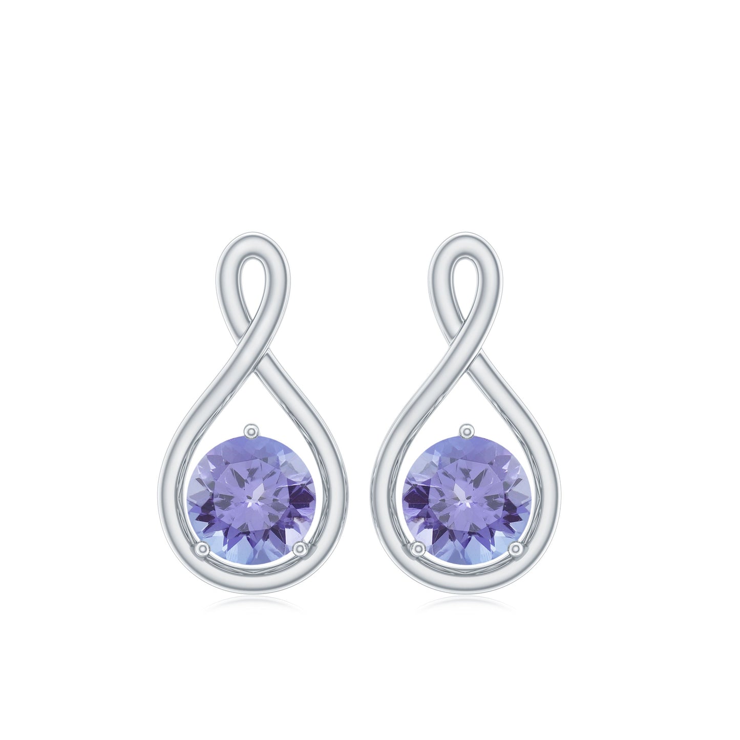 1 Carat Round Shape Tanzanite Infinity Stud Earrings for Women