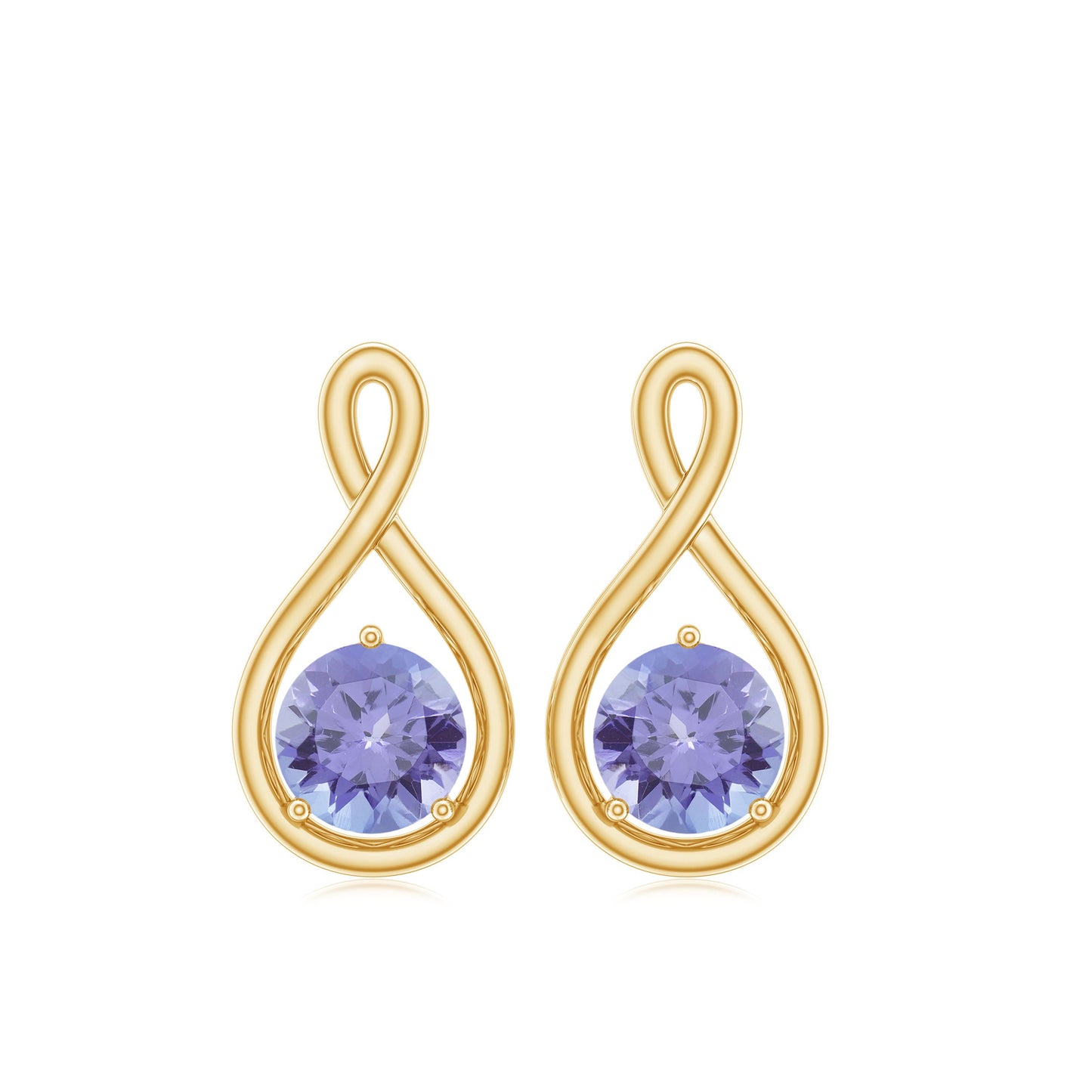 1 Carat Round Shape Tanzanite Infinity Stud Earrings for Women