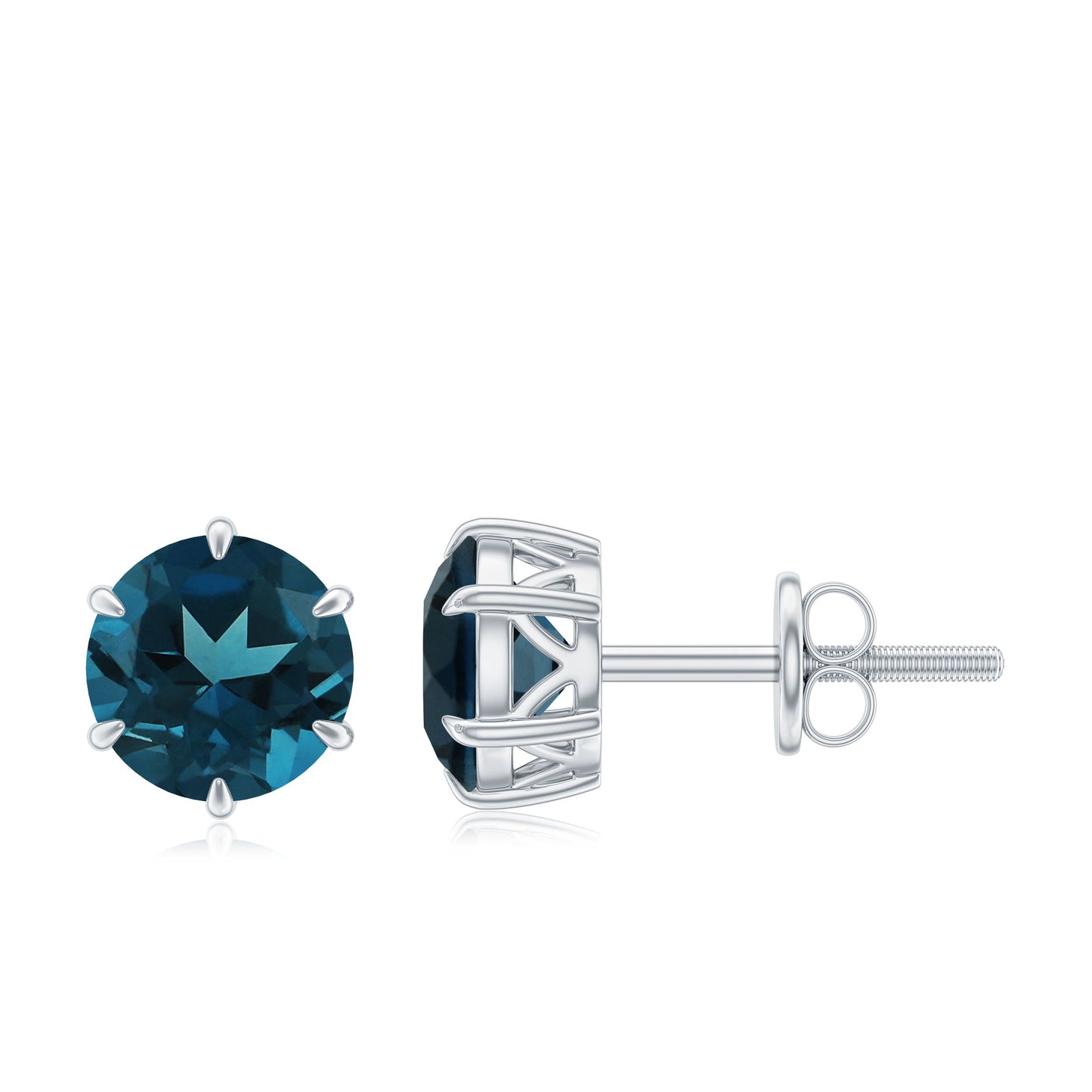2.7 Carat London Blue Topaz Solitaire Stud Earrings