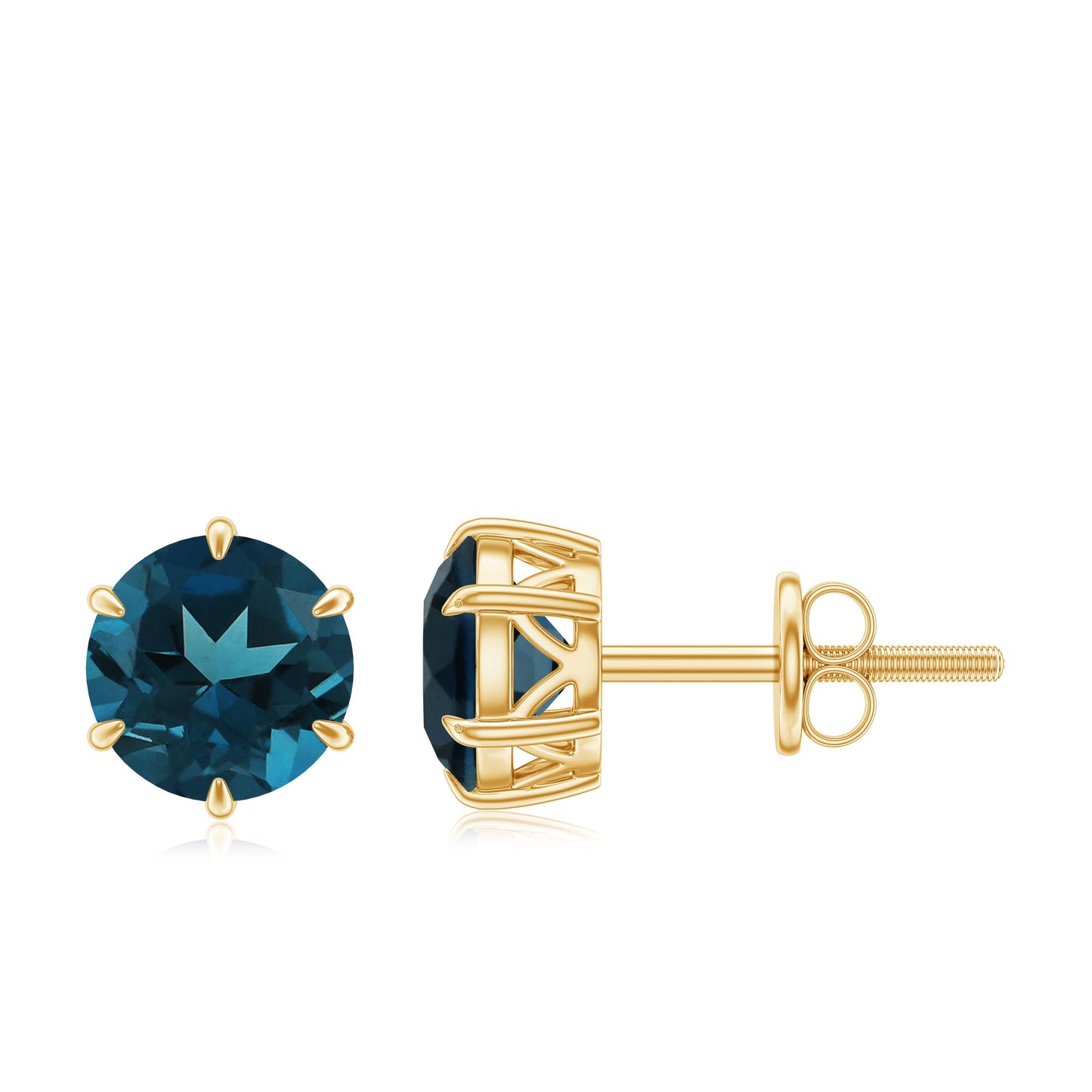 2.7 Carat London Blue Topaz Solitaire Stud Earrings