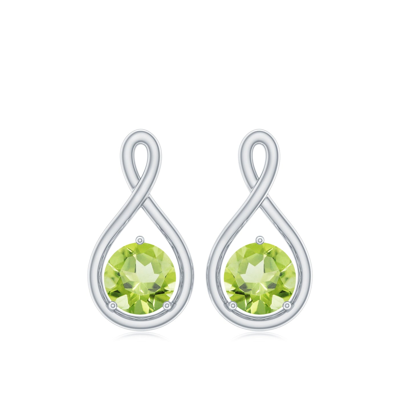 1 Carat Solitaire Peridot Infinity Stud Earrings
