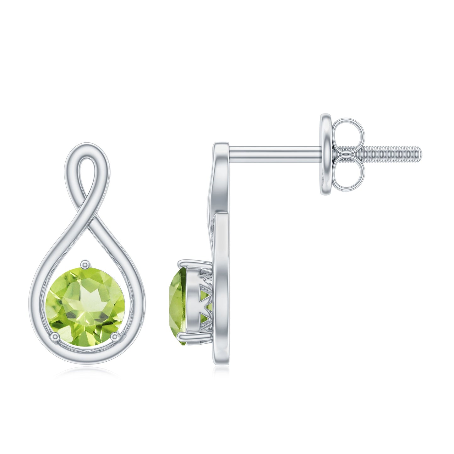 1 Carat Solitaire Peridot Infinity Stud Earrings