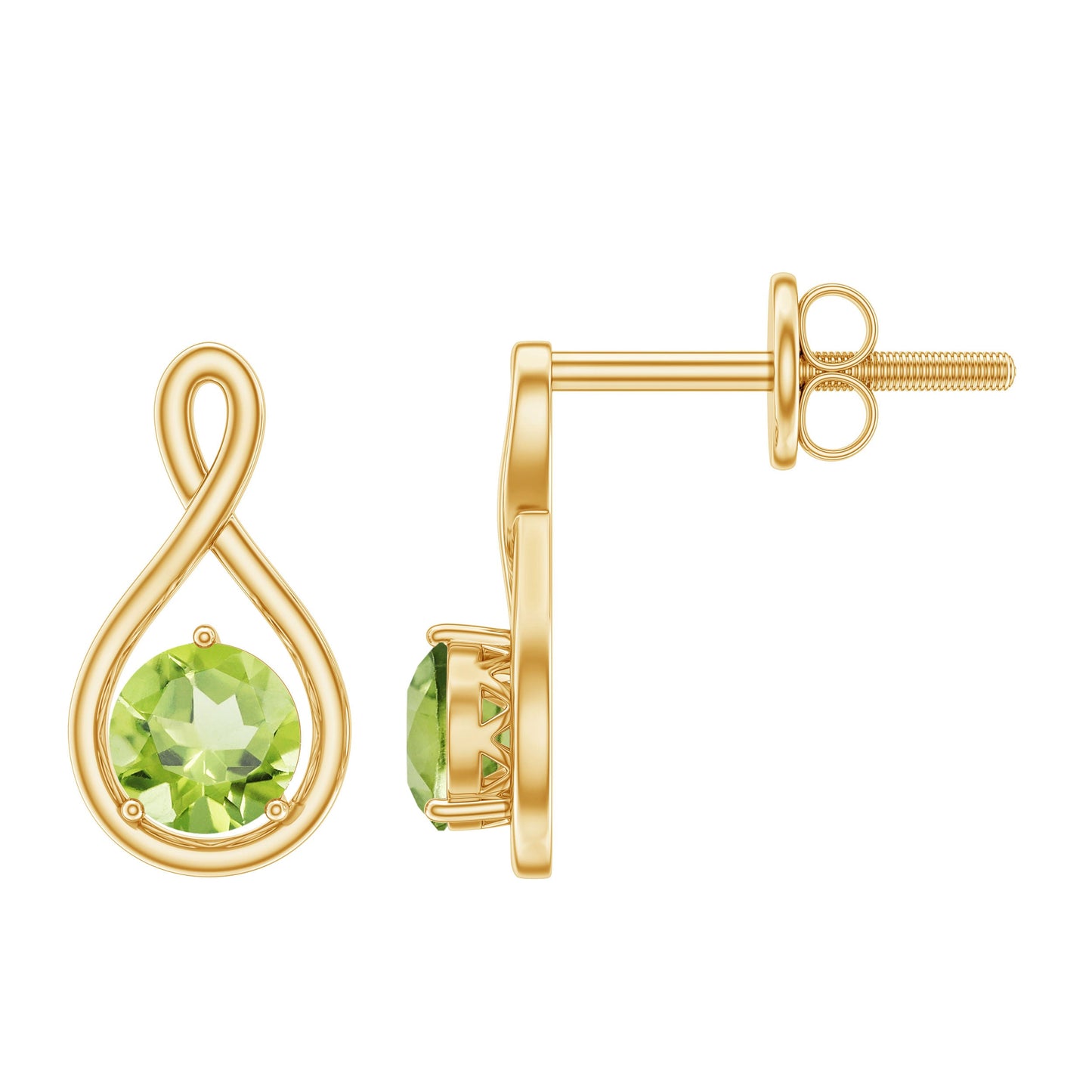 1 Carat Solitaire Peridot Infinity Stud Earrings