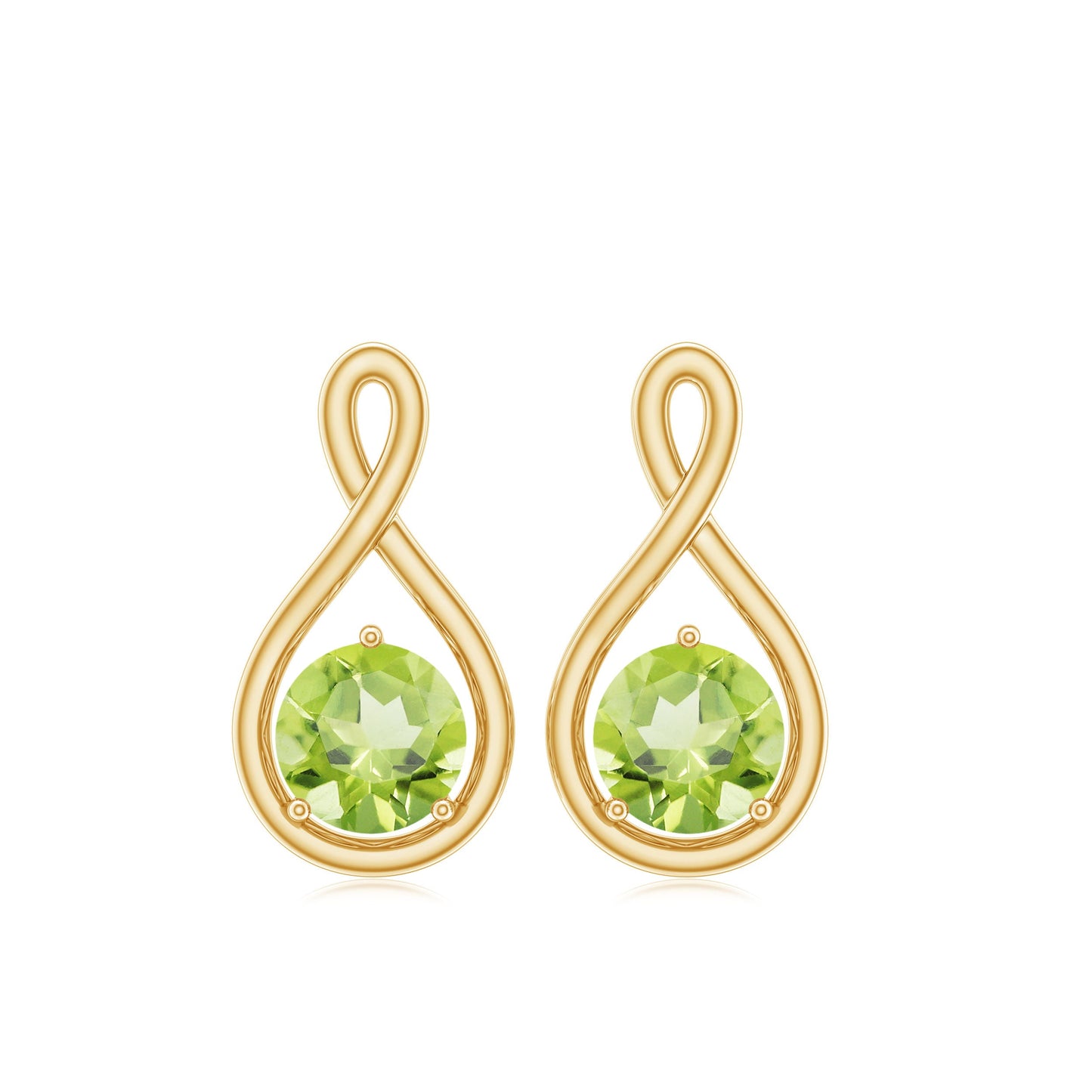 1 Carat Solitaire Peridot Infinity Stud Earrings
