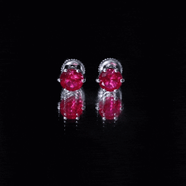 2.7 Carat Round Cut Solitaire Lab Created Ruby Stud Earrings
