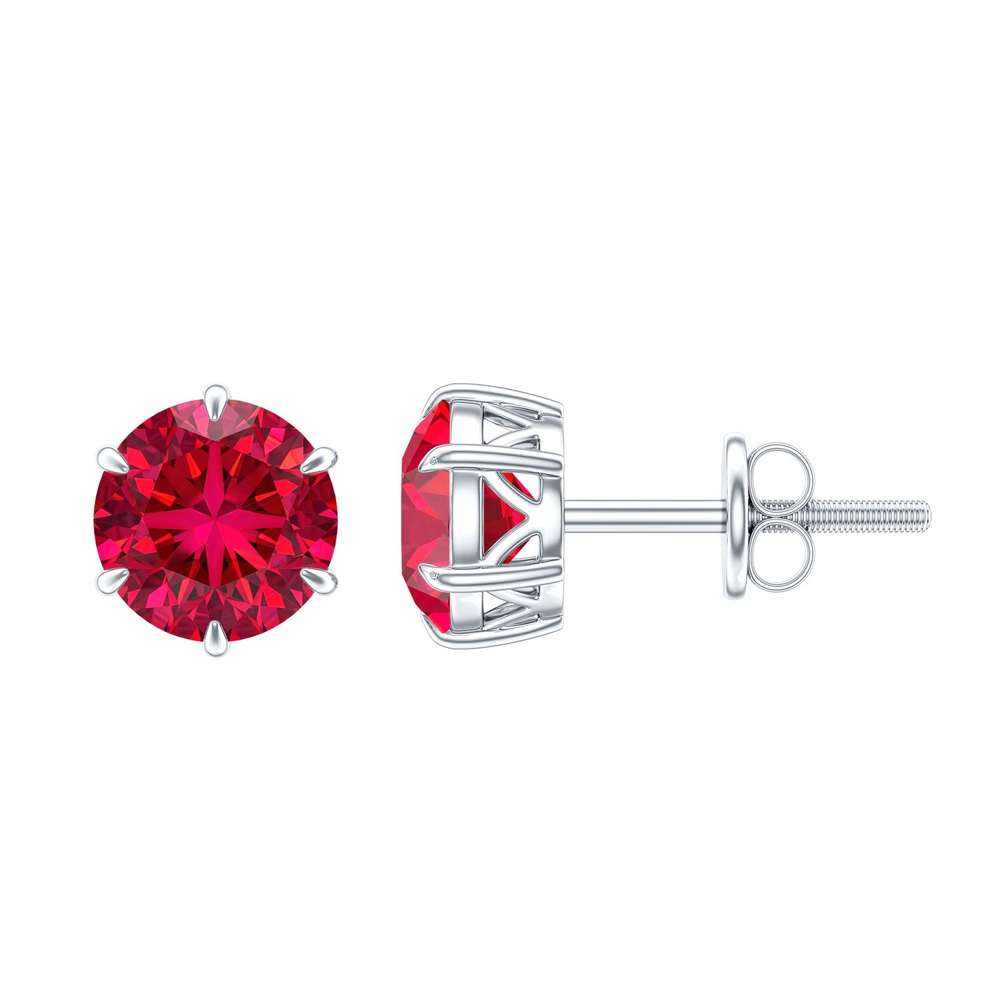2.7 Carat Round Cut Solitaire Lab Created Ruby Stud Earrings