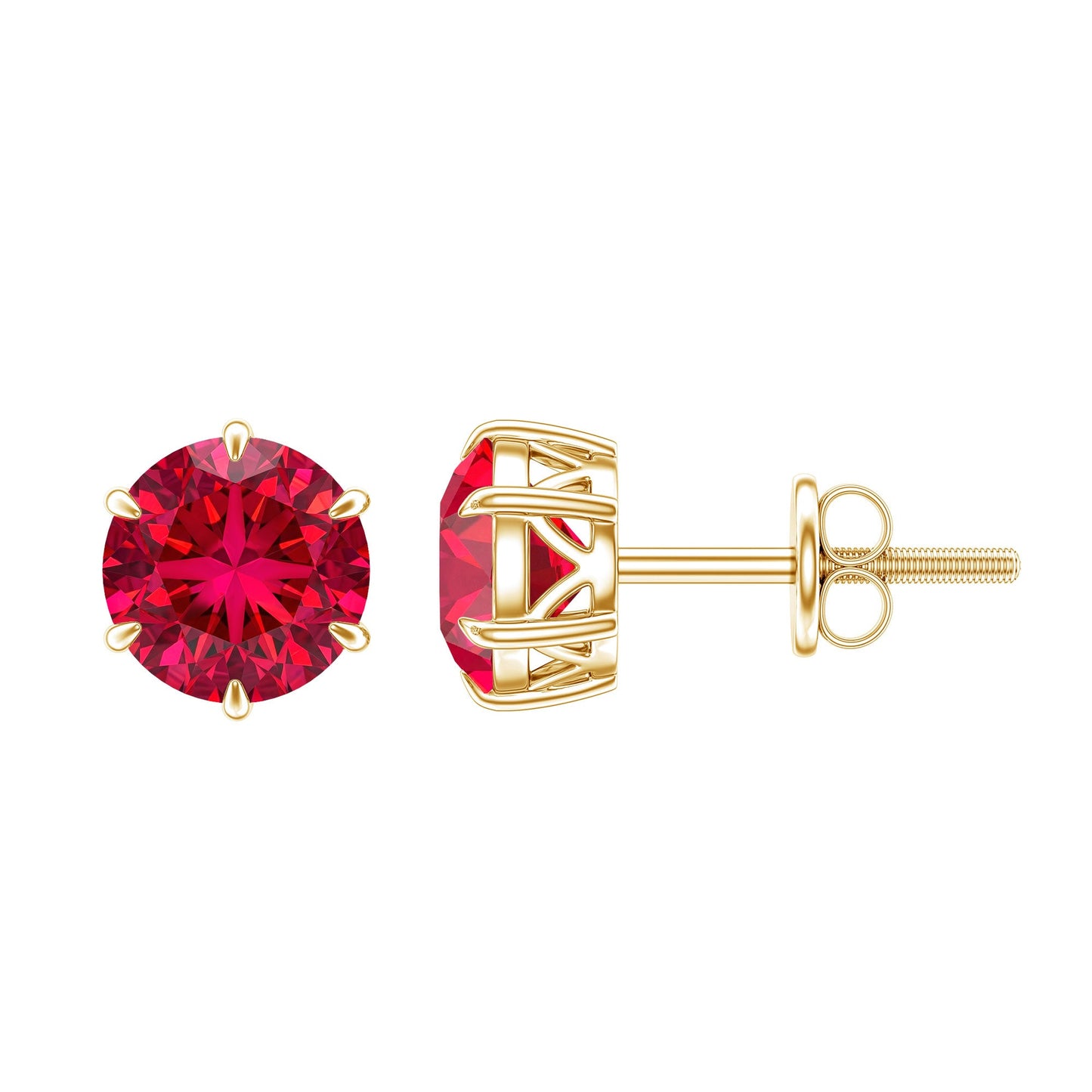 2.7 Carat Round Cut Solitaire Lab Created Ruby Stud Earrings