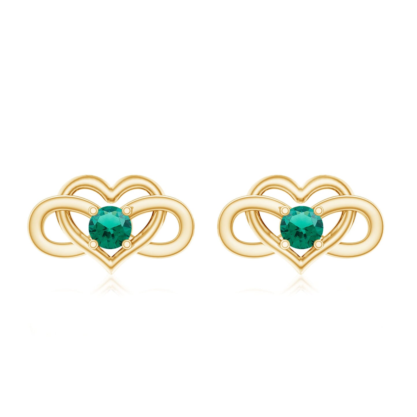 Lab Grown Emerald Infinity Heart Stud Earrings