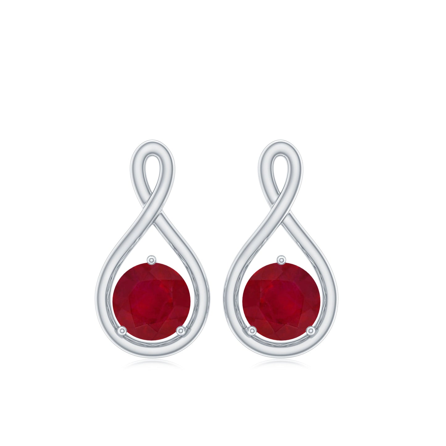 1/2 CT Solitaire Ruby Infinity Stud Earrings
