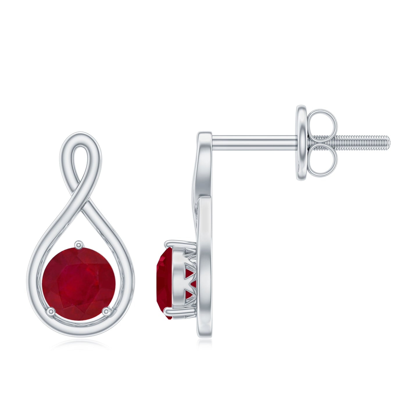 1/2 CT Solitaire Ruby Infinity Stud Earrings