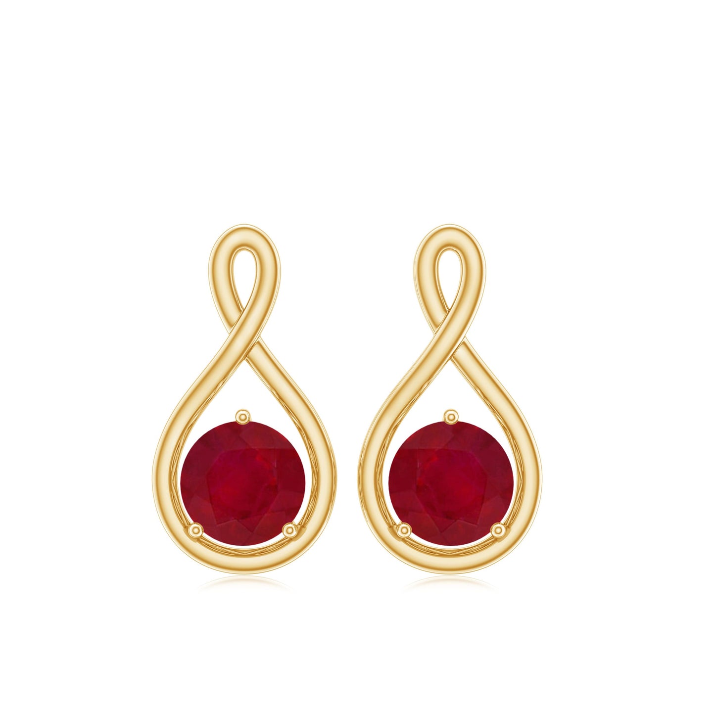1/2 CT Solitaire Ruby Infinity Stud Earrings