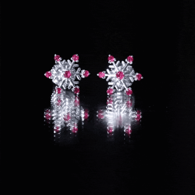 Natural Ruby Flower Stud Earrings for Women