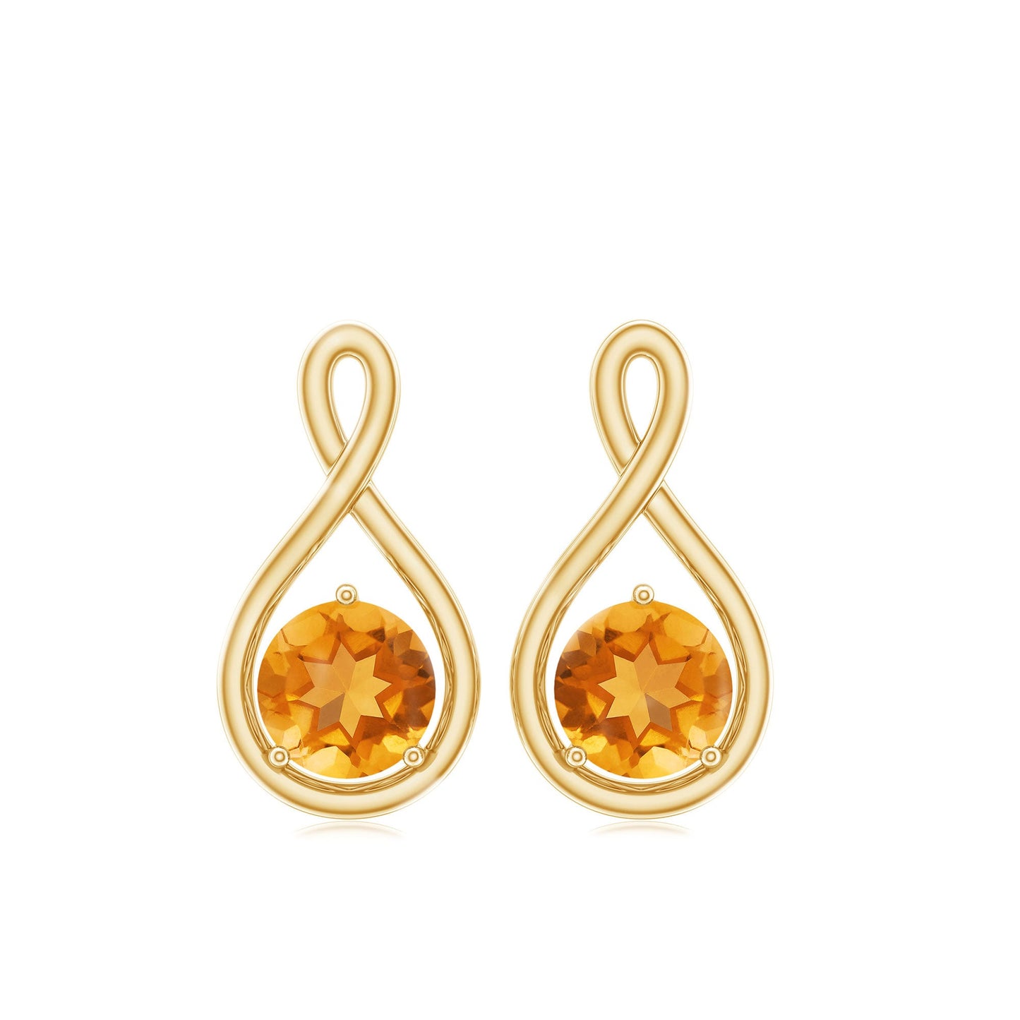 1 Carat Solitaire Citrine Infinity Stud Earrings