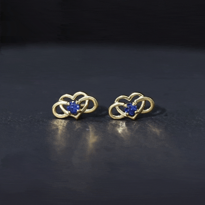 Lab Created Blue Sapphire Infinity Heart Stud Earrings