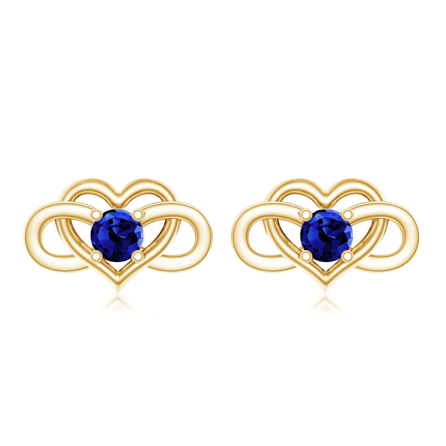 Lab Created Blue Sapphire Infinity Heart Stud Earrings