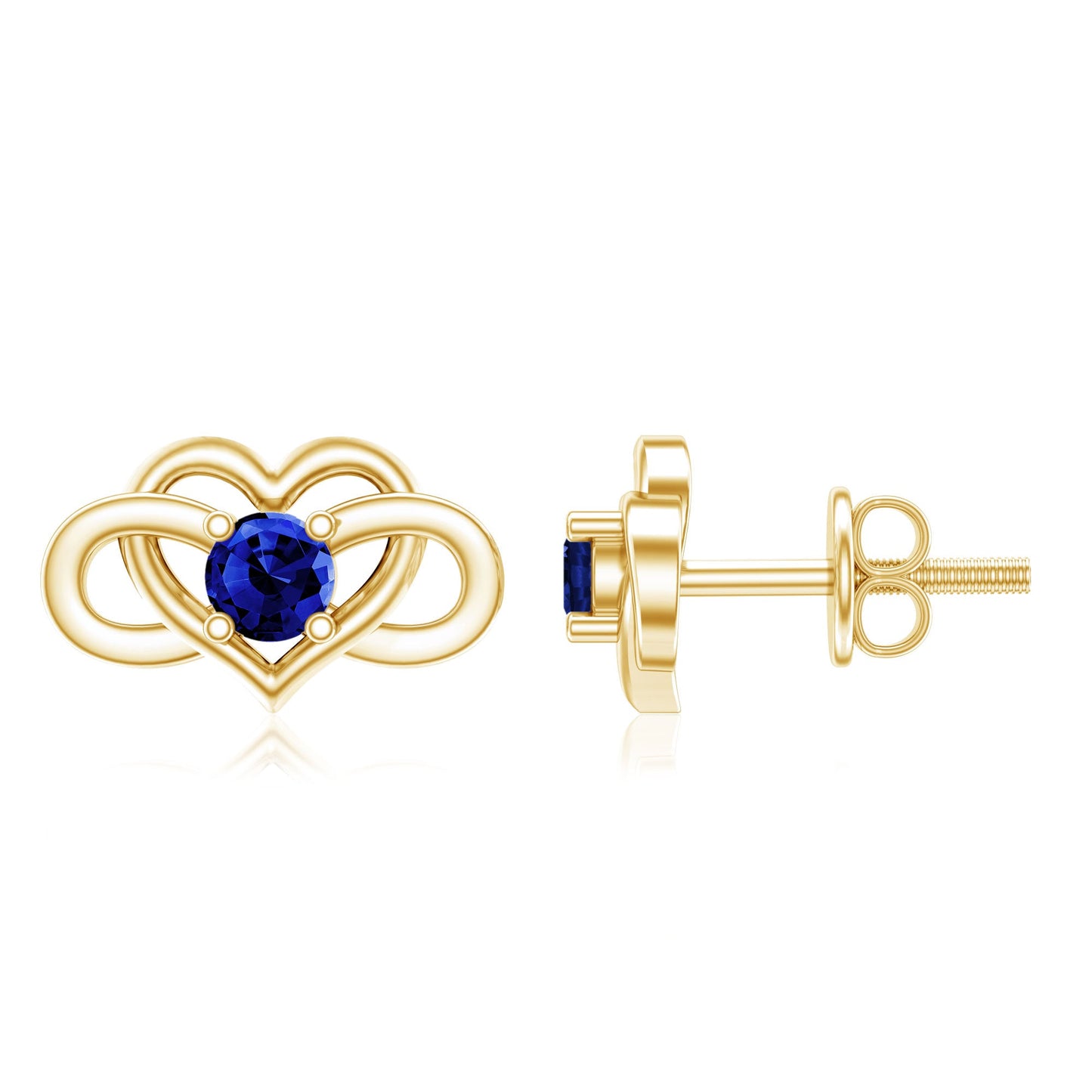 Lab Created Blue Sapphire Infinity Heart Stud Earrings