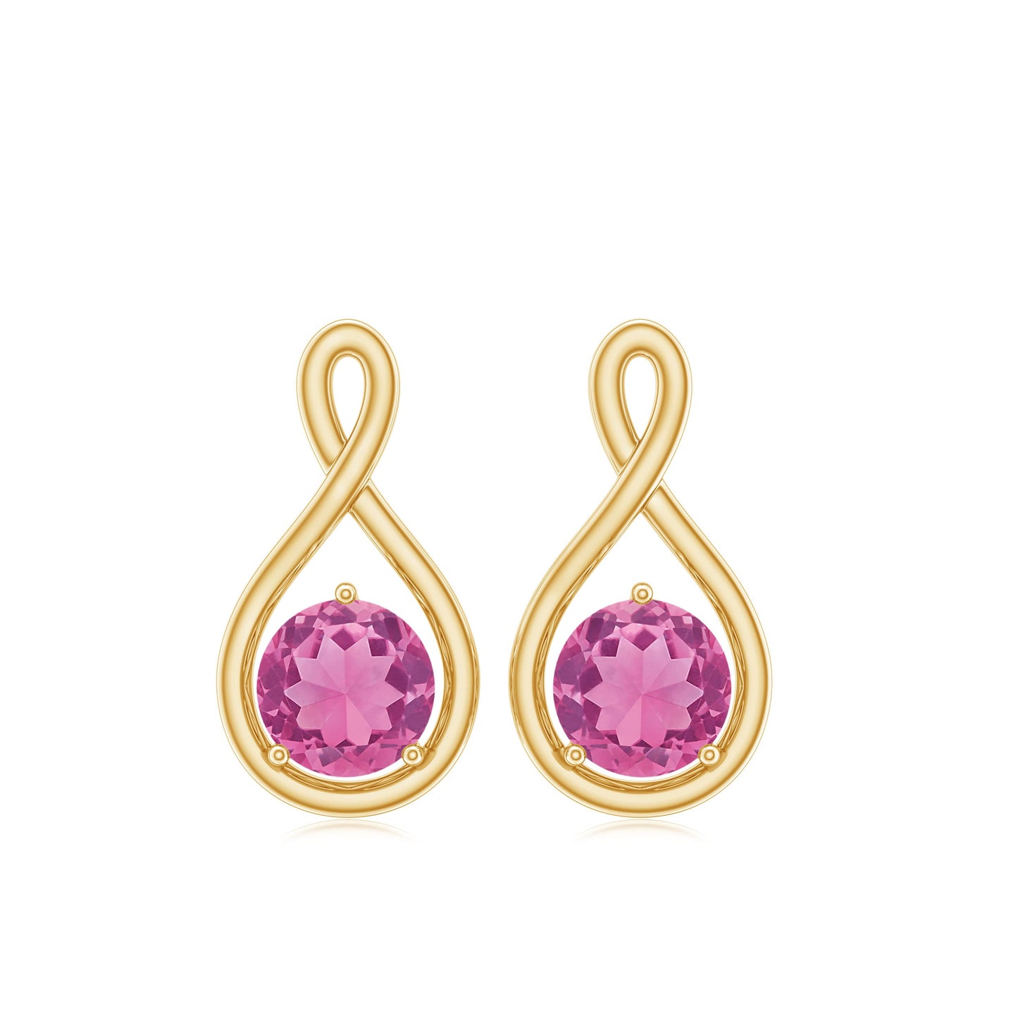 Genuine Pink Tourmaline Infinity Stud Earrings for Women