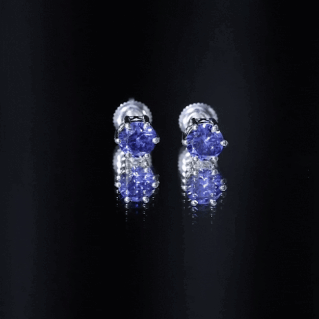2 CT Lab Created Blue Sapphire Stud Earrings in 6 Prong Setting