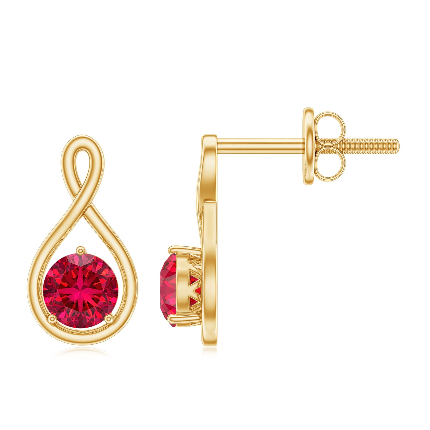 0.6 Ct Round Cut Lab Created Ruby Infinity Stud Earrings