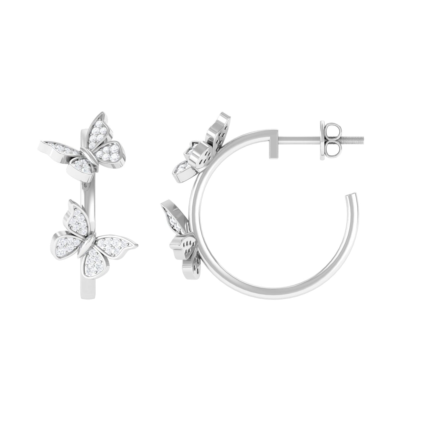 Diamond Butterfly Hoop Earrings