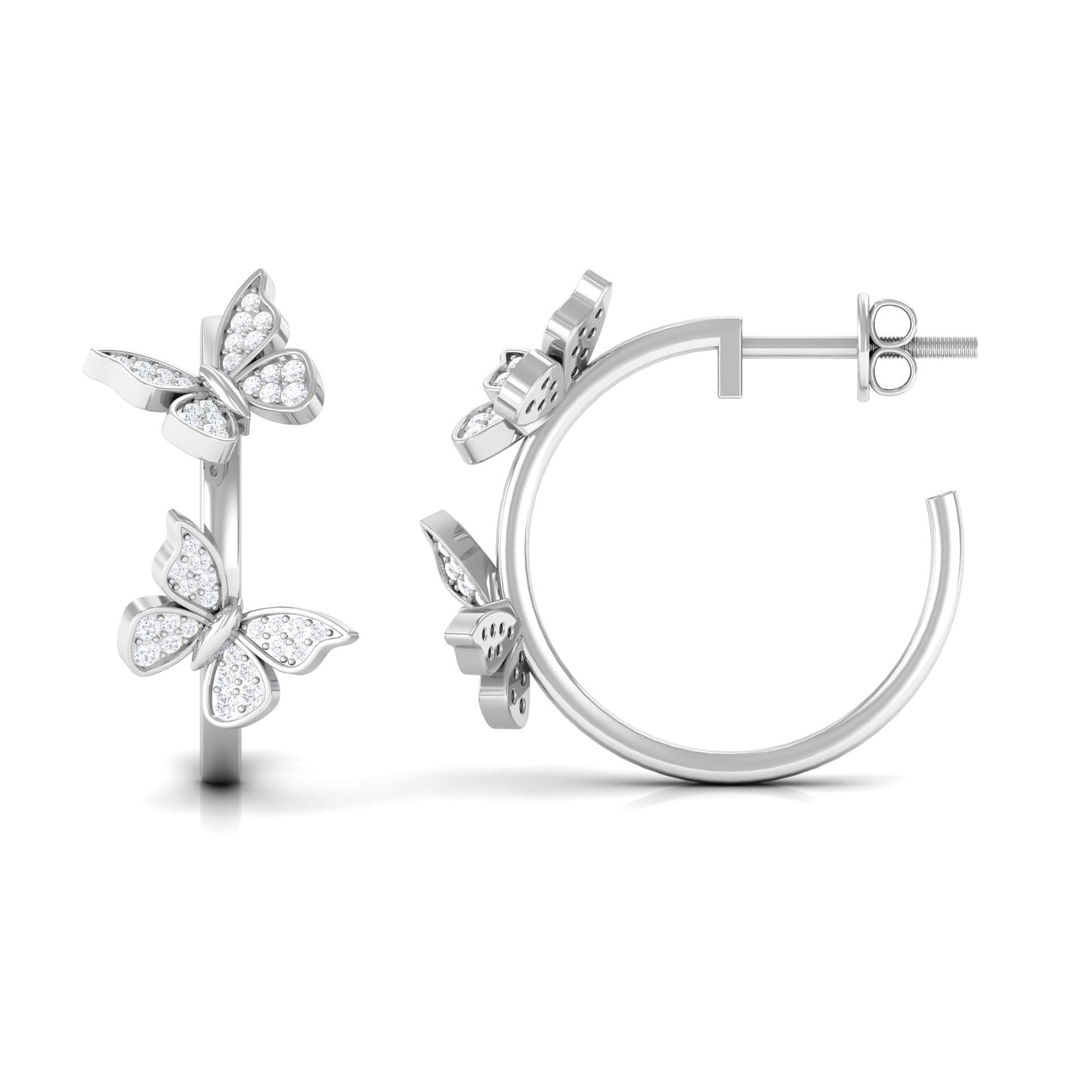 Diamond Butterfly Hoop Earrings