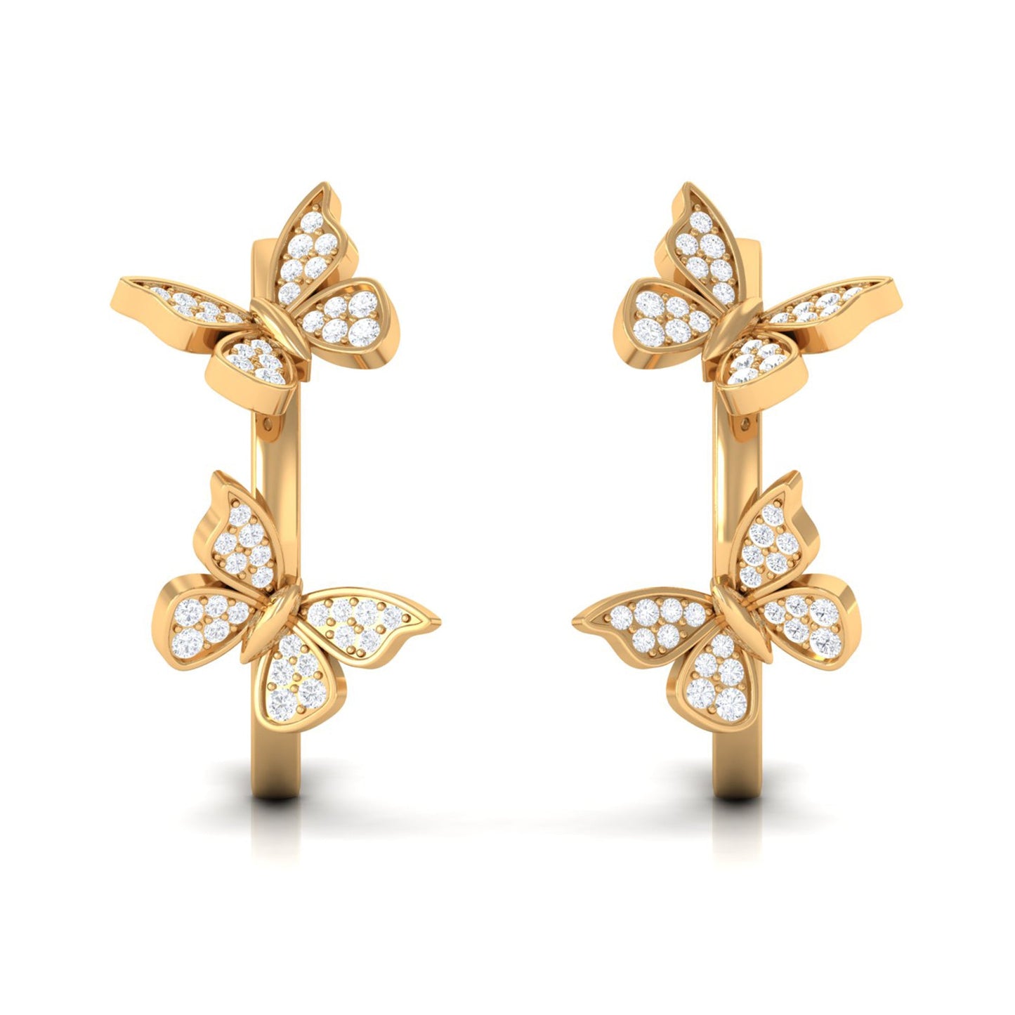 Diamond Butterfly Hoop Earrings
