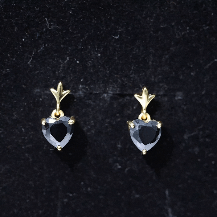 4.2 Carat Solitaire Black Onyx Heart Drop Earrings