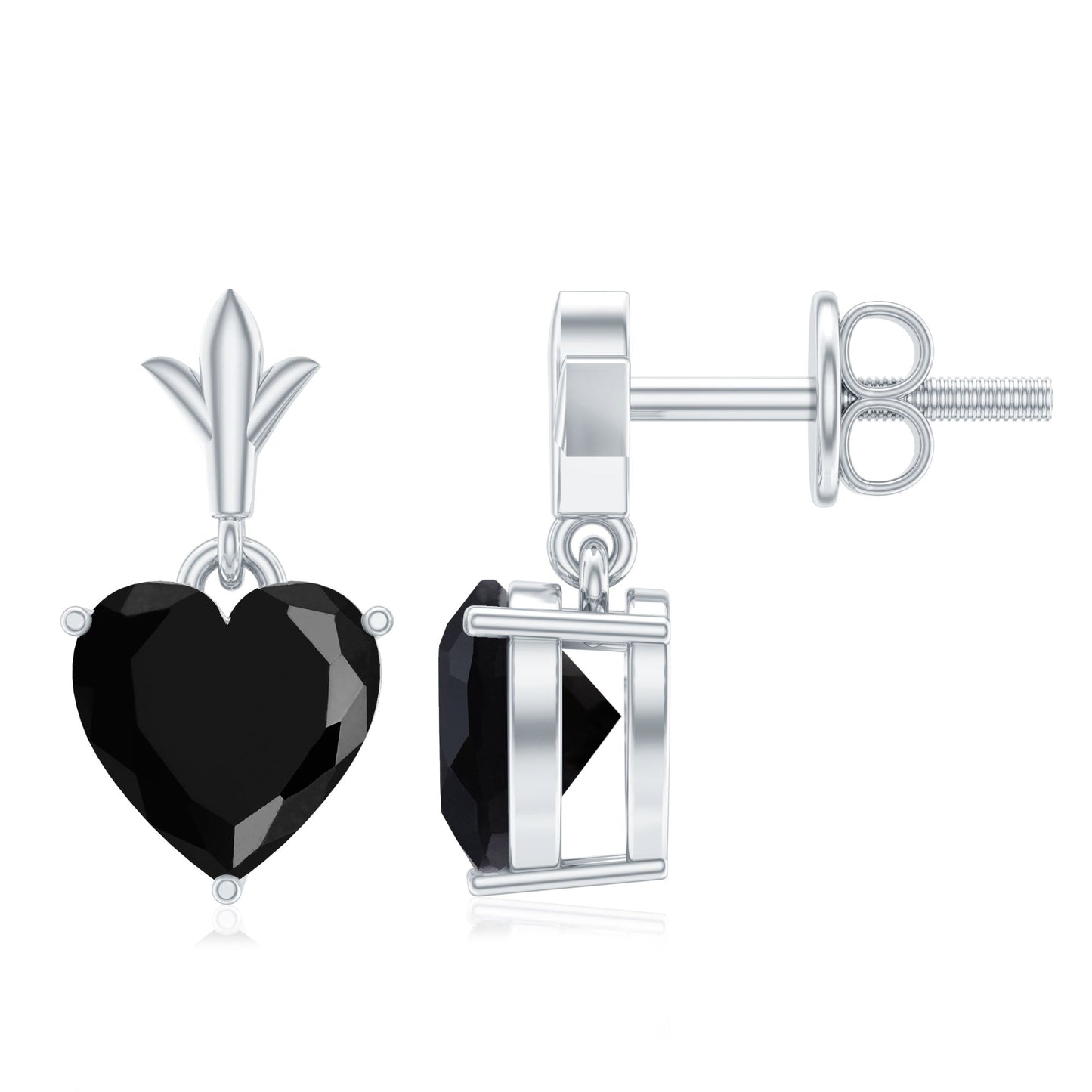 4.2 Carat Solitaire Black Onyx Heart Drop Earrings