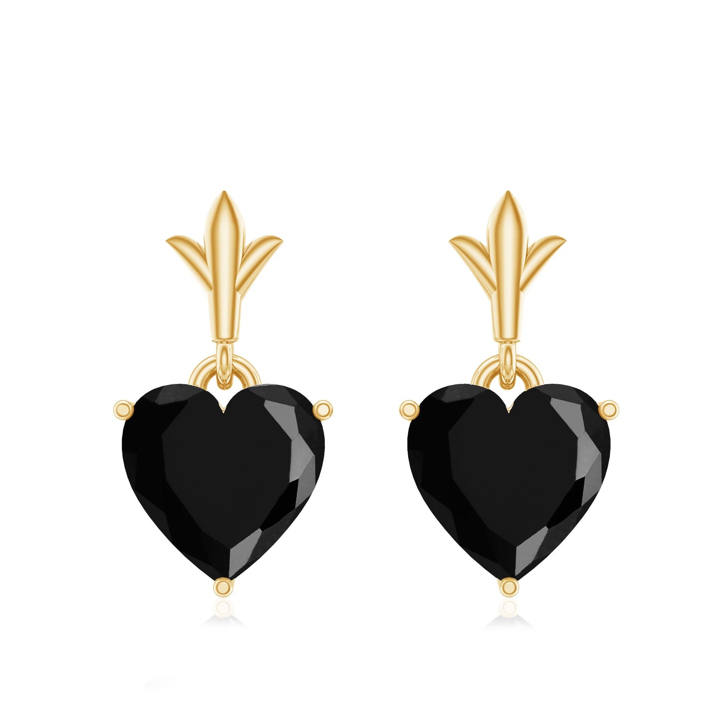 4.2 Carat Solitaire Black Onyx Heart Drop Earrings