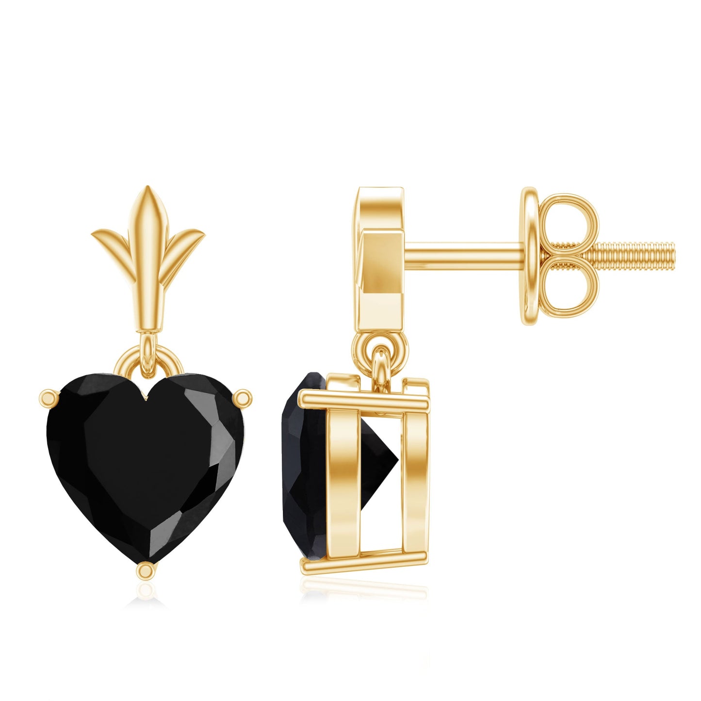 4.2 Carat Solitaire Black Onyx Heart Drop Earrings