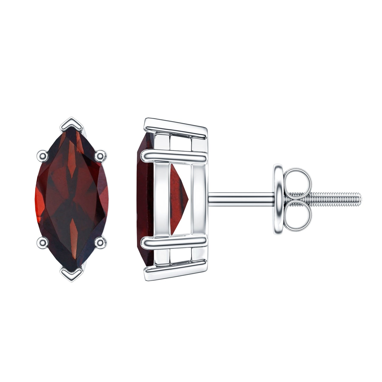 1.5 Carat Marquise Shape Garnet Solitaire Stud Earrings