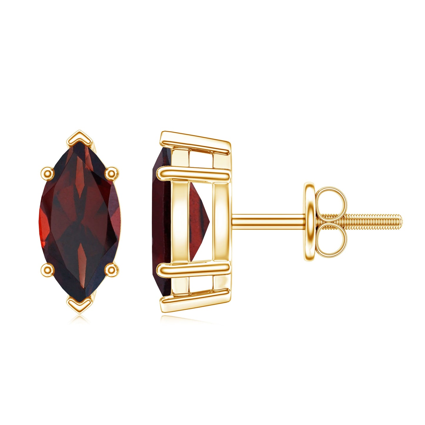 1.5 Carat Marquise Shape Garnet Solitaire Stud Earrings