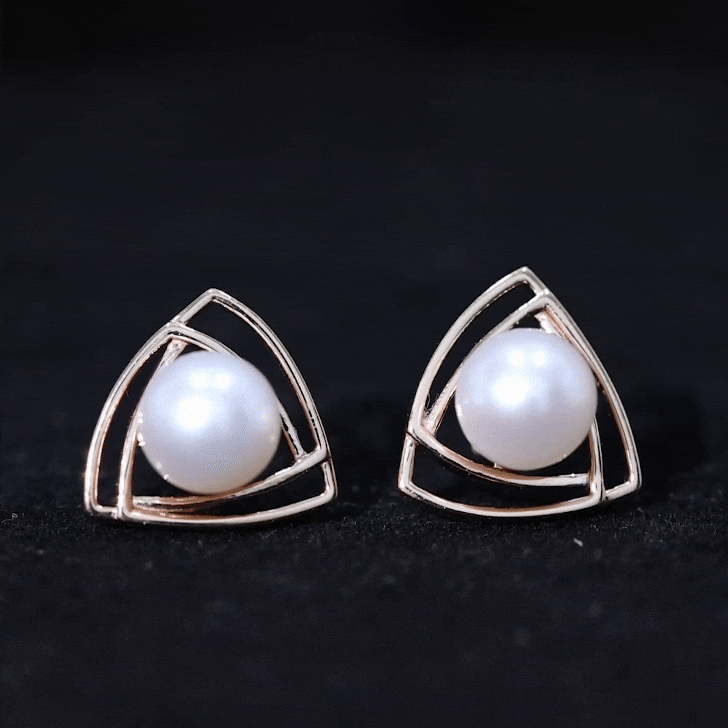 Round Shape Freshwater Pearl Statement Stud Earrings