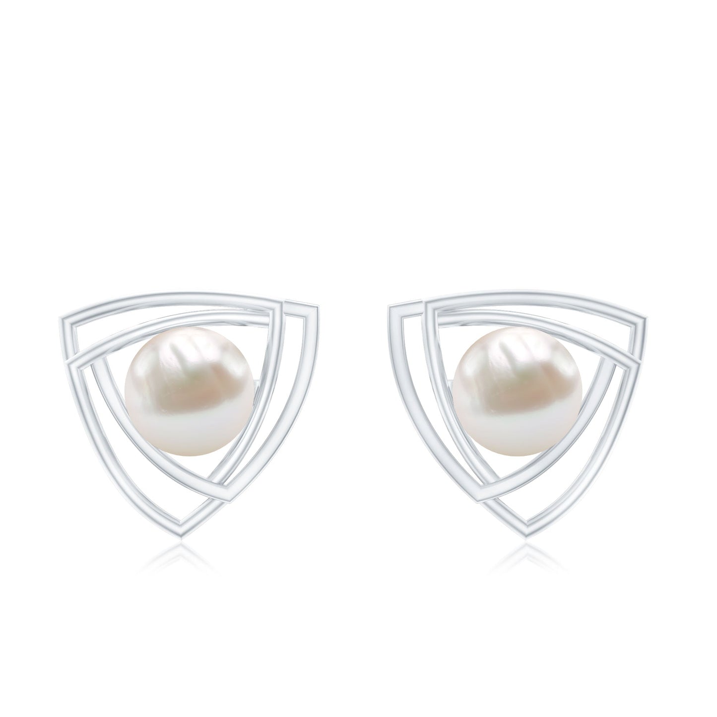 Round Shape Freshwater Pearl Statement Stud Earrings