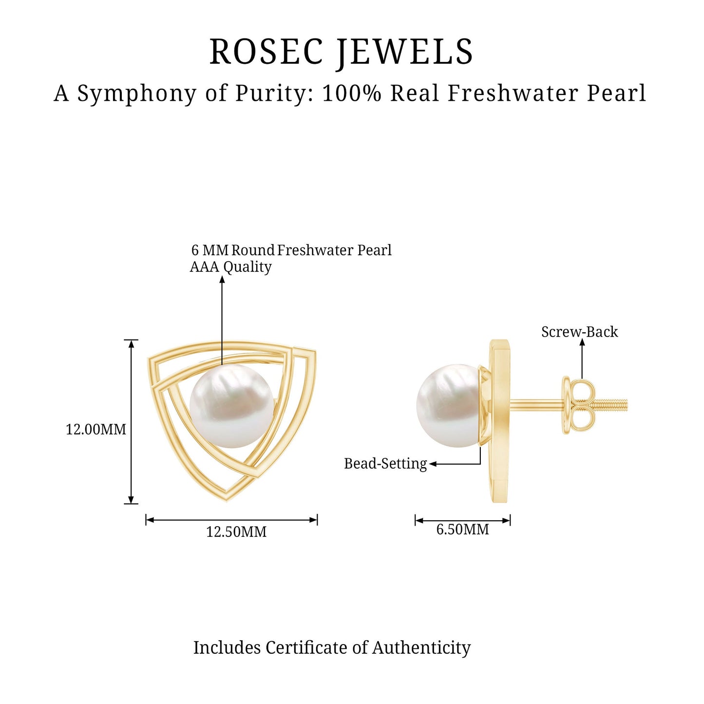 Round Shape Freshwater Pearl Statement Stud Earrings