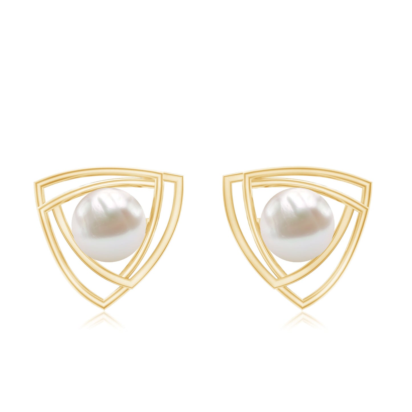 Round Shape Freshwater Pearl Statement Stud Earrings