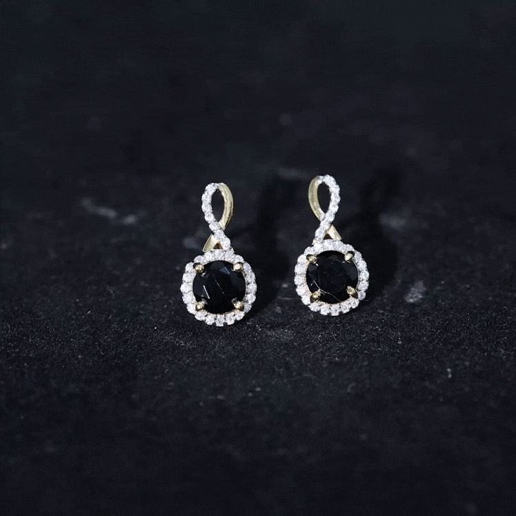 1.6 Carat Lab Grown Black and White Diamond Infinity Stud Earrings